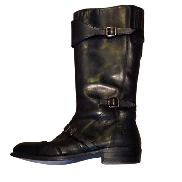 Frye Tall Black Leather Women's Boots - Picture 6 of 16